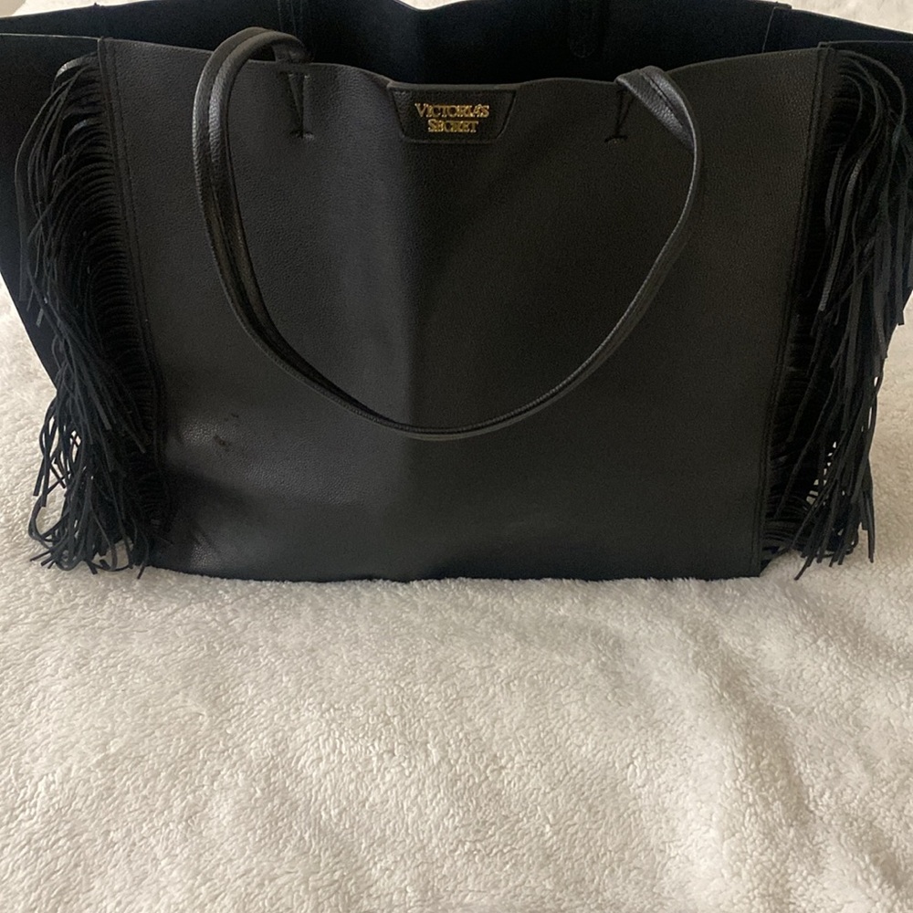 Black Fringe Tote Bag